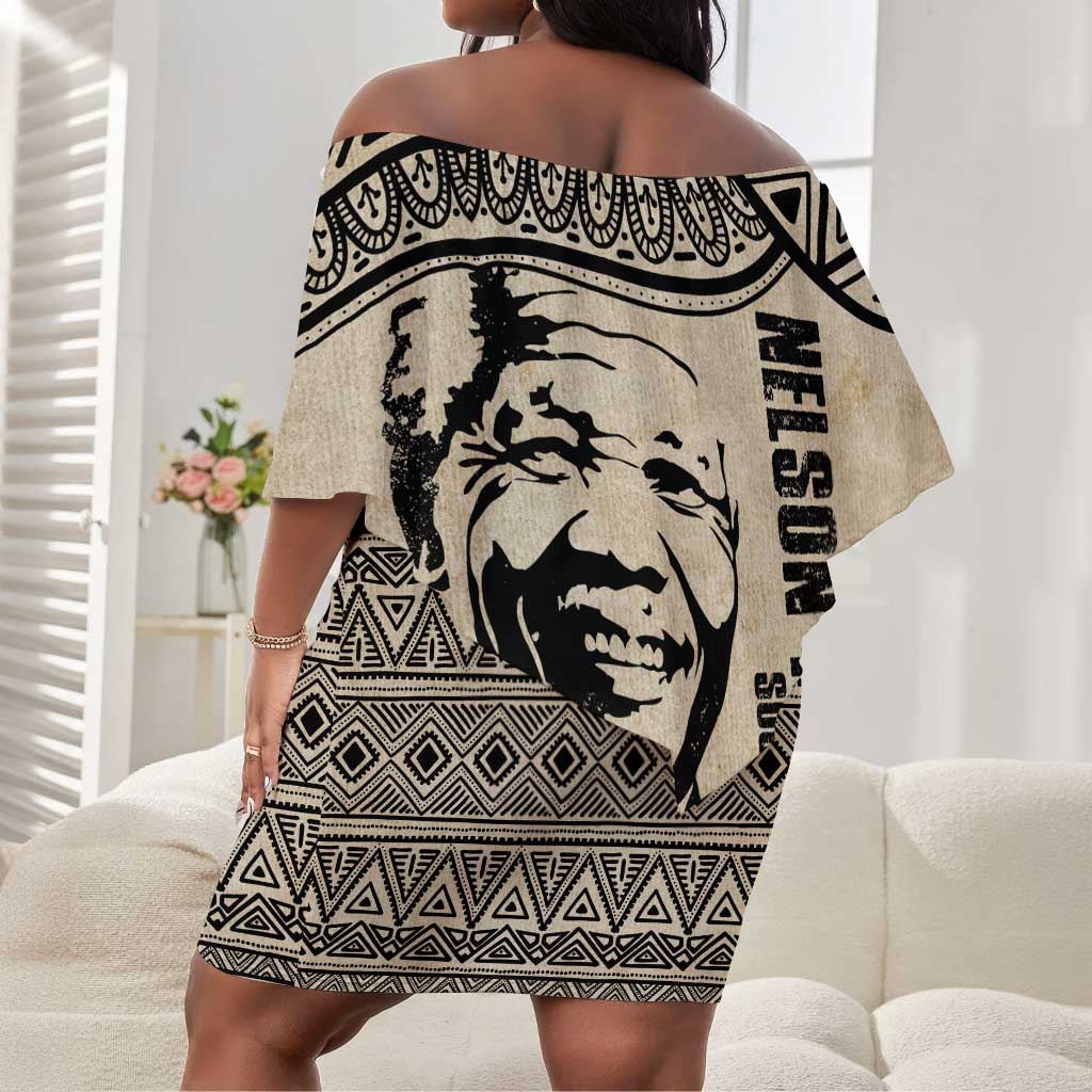 South Africa Nelson Mandela - Father Of Nation Off Shoulder Short Dress Vintage African Pattern