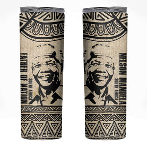 South Africa Nelson Mandela - Father Of Nation Skinny Tumbler Vintage African Pattern