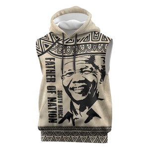 South Africa Nelson Mandela - Father Of Nation Sleeveless Hoodie Vintage African Pattern - African Pride