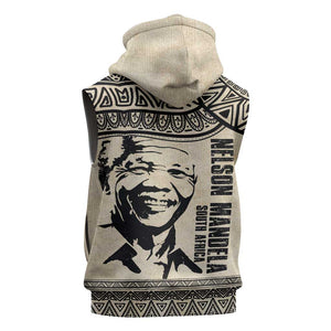 South Africa Nelson Mandela - Father Of Nation Sleeveless Hoodie Vintage African Pattern - African Pride