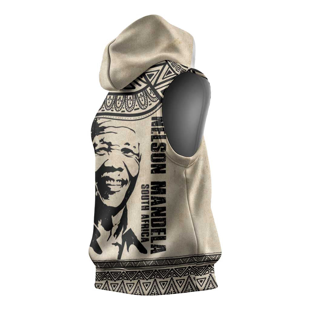 South Africa Nelson Mandela - Father Of Nation Sleeveless Hoodie Vintage African Pattern - African Pride