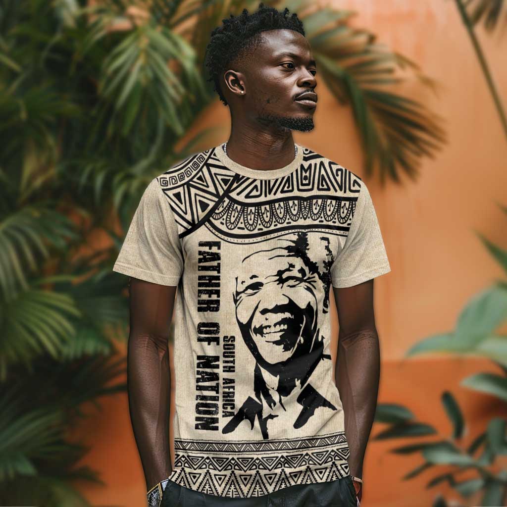 South Africa Nelson Mandela - Father Of Nation T shirt Vintage African Pattern
