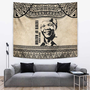 South Africa Nelson Mandela - Father Of Nation Tapestry Vintage African Pattern