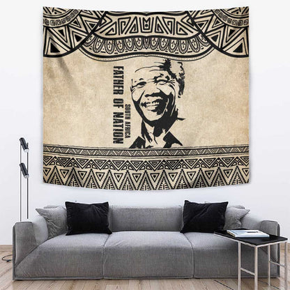 South Africa Nelson Mandela - Father Of Nation Tapestry Vintage African Pattern