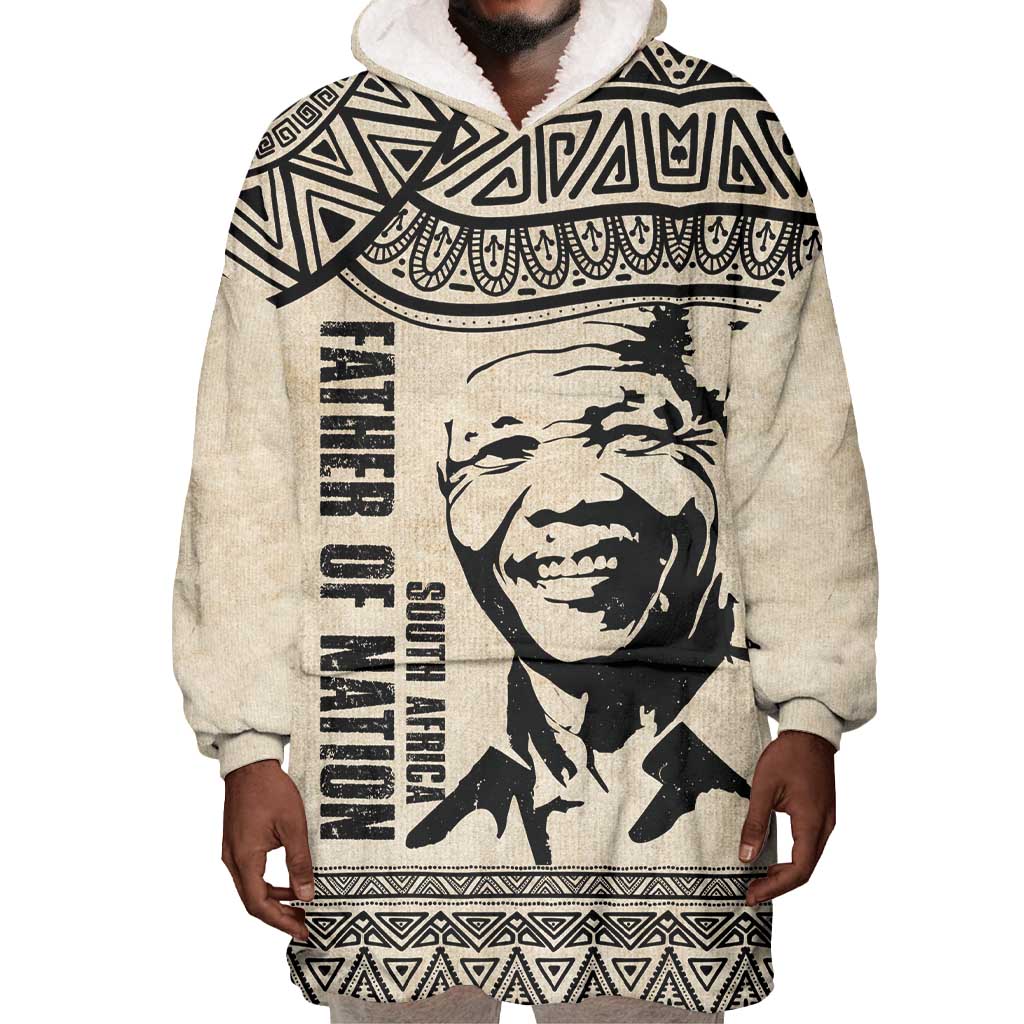 South Africa Nelson Mandela - Father Of Nation Wearable Blanket Hoodie Vintage African Pattern