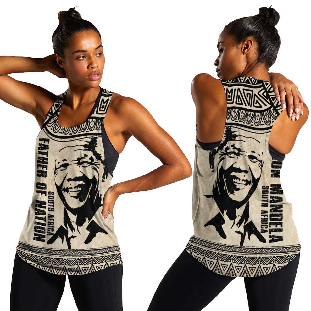 South Africa Nelson Mandela - Father Of Nation Women Racerback Tank Vintage African Pattern