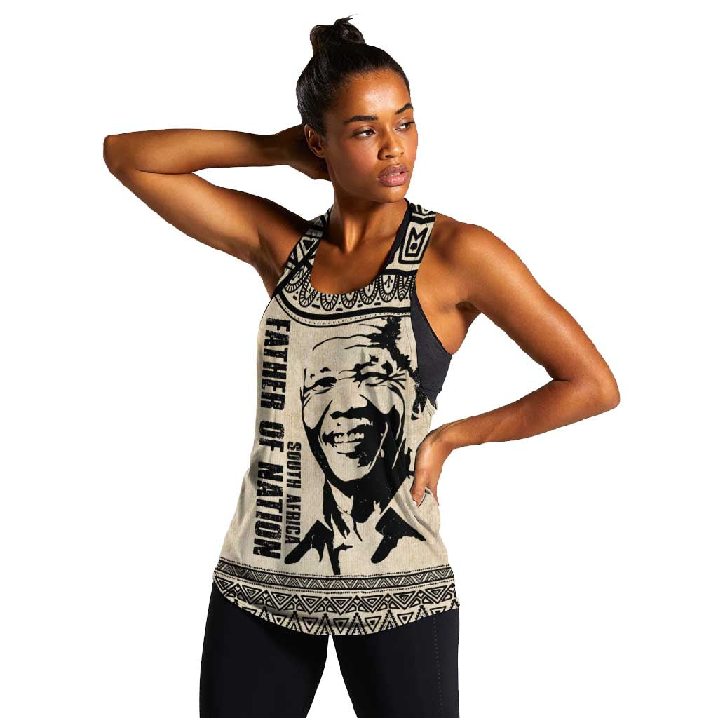 South Africa Nelson Mandela - Father Of Nation Women Racerback Tank Vintage African Pattern