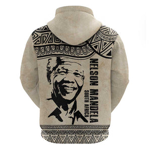 South Africa Nelson Mandela - Father Of Nation Zip Hoodie Vintage African Pattern