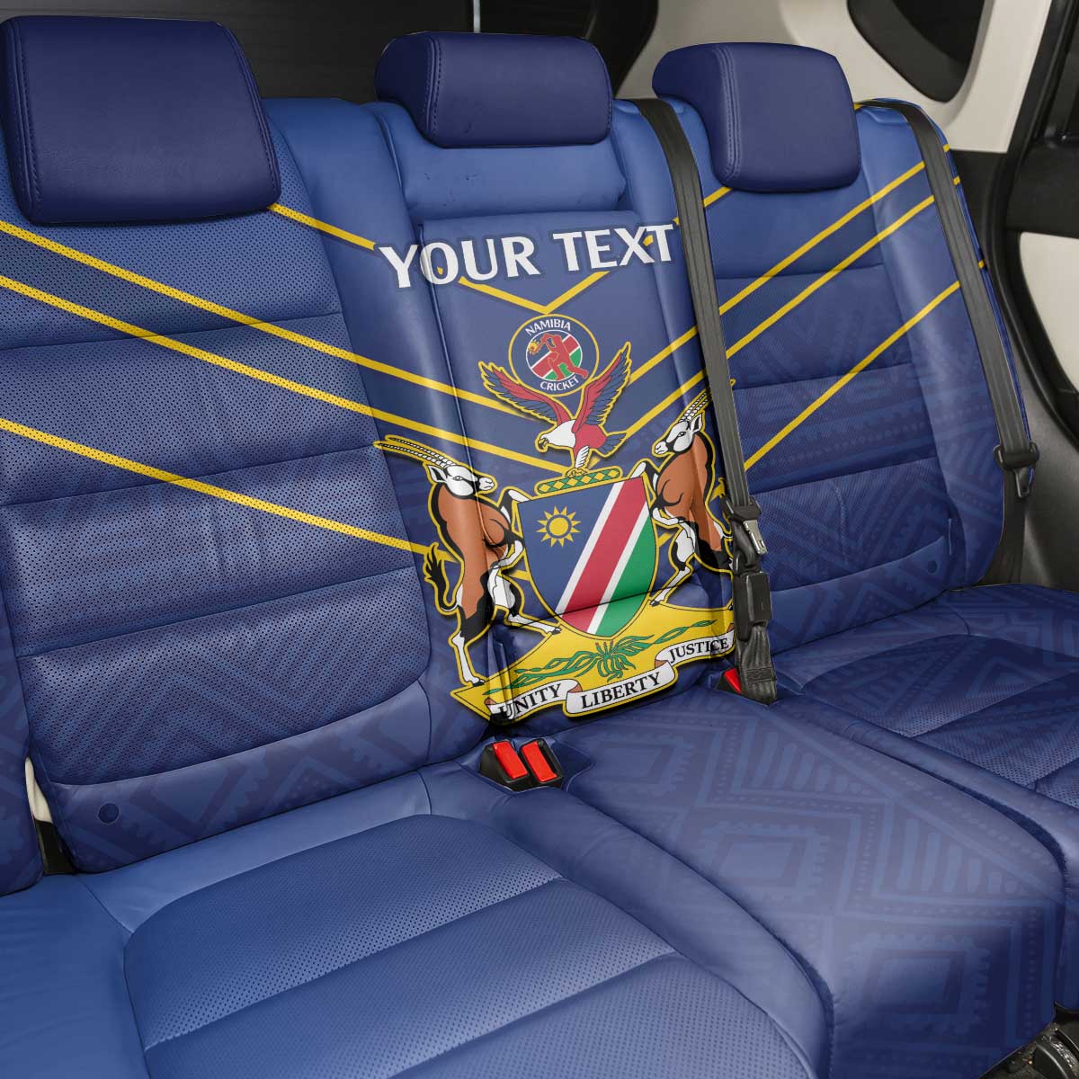Custom Namibia Cricket Back Car Seat Cover 2024 Go Eagles African Pattern