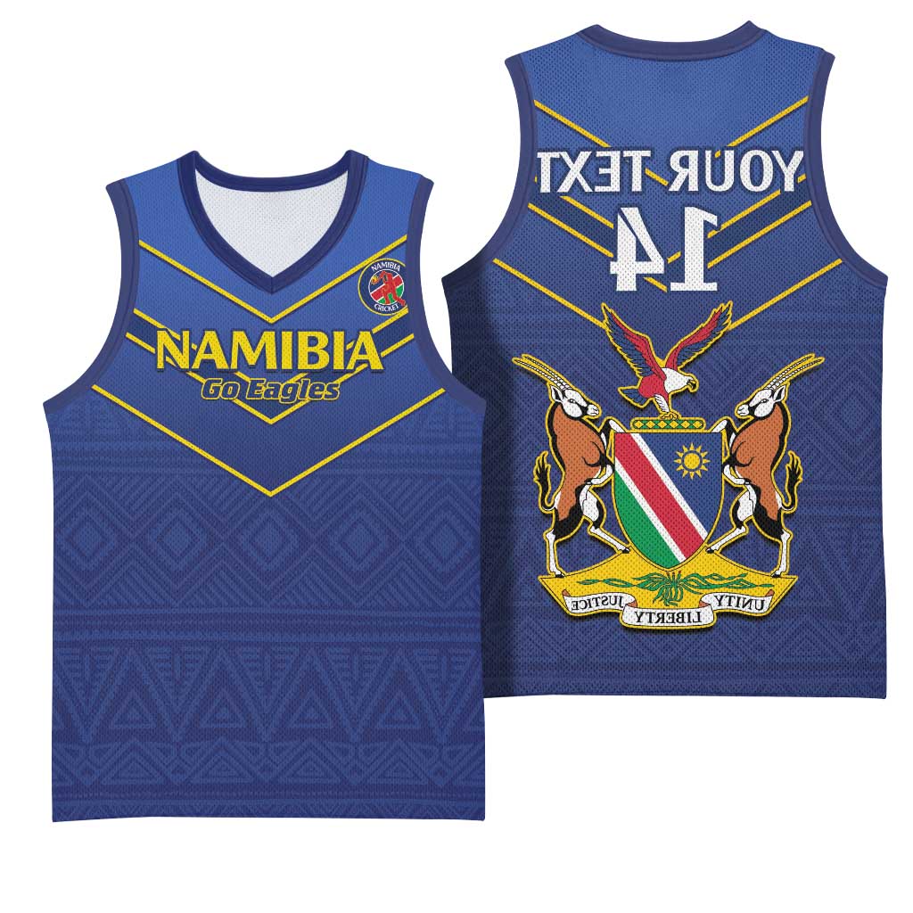 Custom Namibia Cricket Basketball Jersey 2024 Go Eagles African Pattern - African Pride