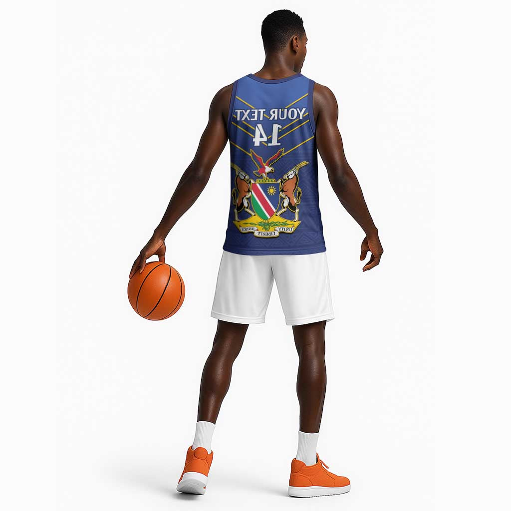 Custom Namibia Cricket Basketball Jersey 2024 Go Eagles African Pattern - African Pride