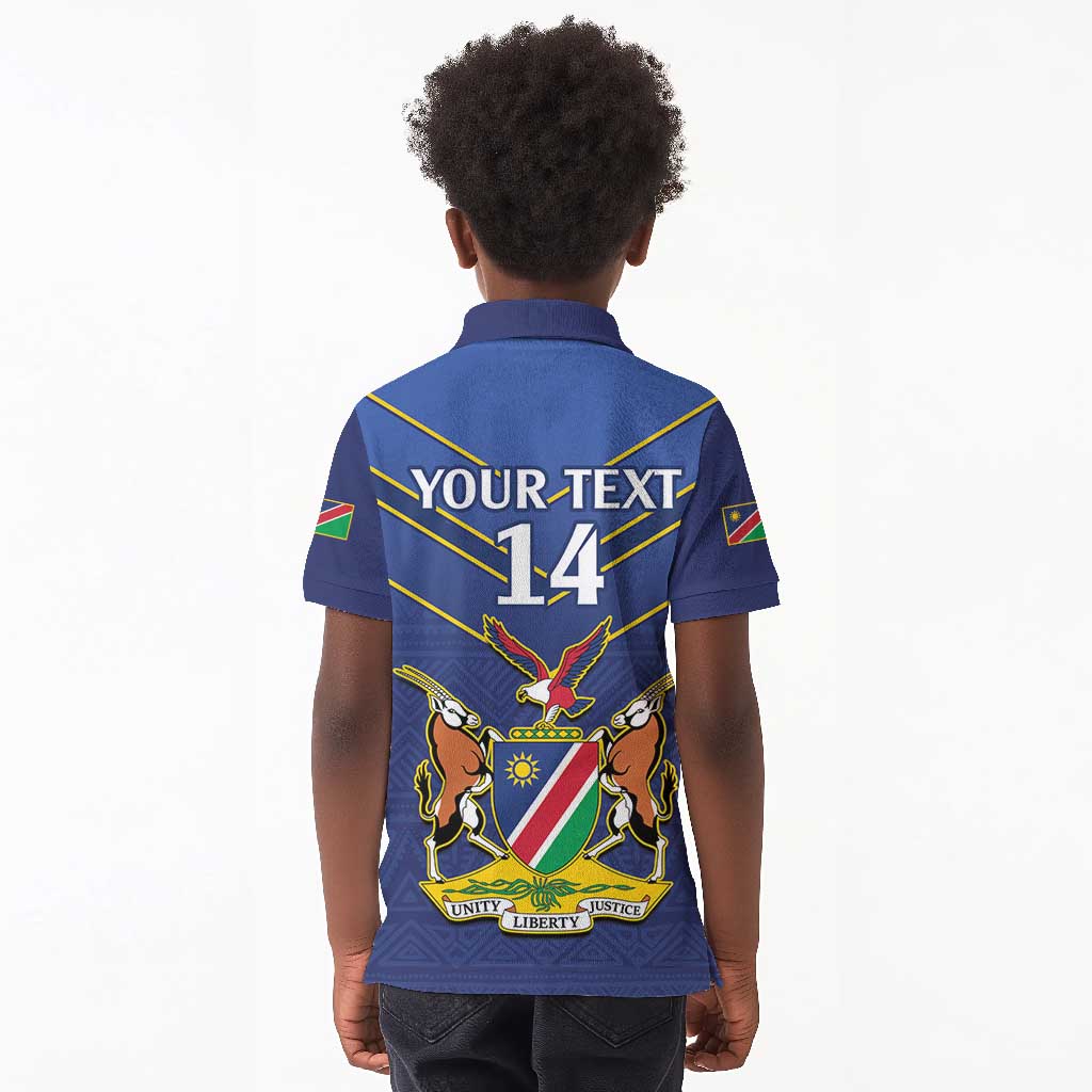 Custom Namibia Cricket Kid Polo Shirt 2024 Go Eagles African Pattern