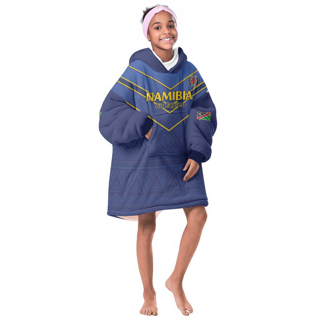 Custom Namibia Cricket KId Wearable Blanket Hoodie 2024 Go Eagles African Pattern