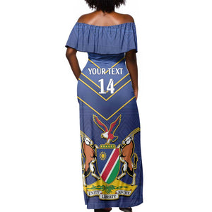 Custom Namibia Cricket Off Shoulder Maxi Dress 2024 Go Eagles African Pattern