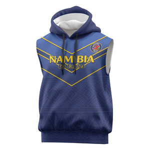 Custom Namibia Cricket Sleeveless Hoodie 2024 Go Eagles African Pattern - African Pride