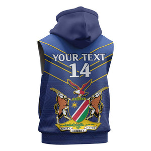 Custom Namibia Cricket Sleeveless Hoodie 2024 Go Eagles African Pattern - African Pride