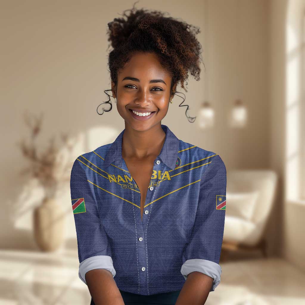 Custom Namibia Cricket Women Casual Shirt 2024 Go Eagles African Pattern LT14