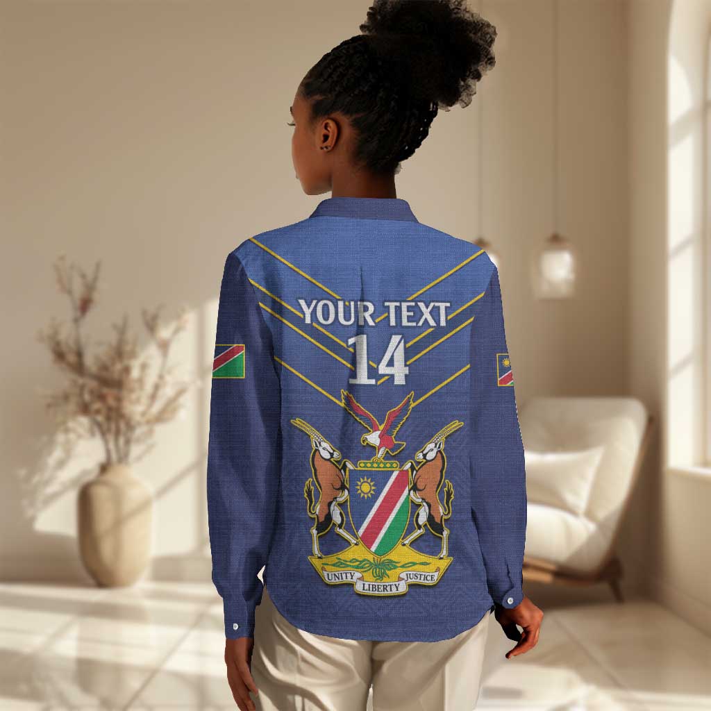 Custom Namibia Cricket Women Casual Shirt 2024 Go Eagles African Pattern LT14