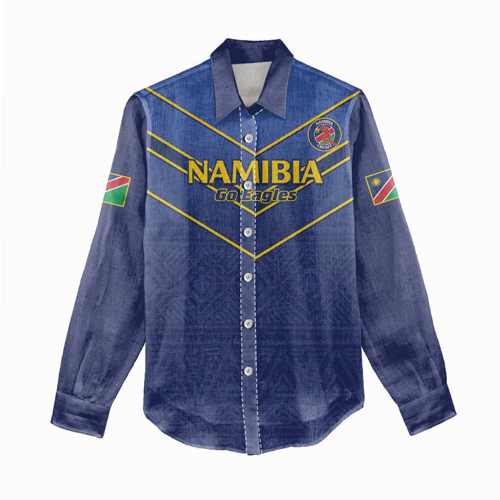 Custom Namibia Cricket Women Casual Shirt 2024 Go Eagles African Pattern LT14