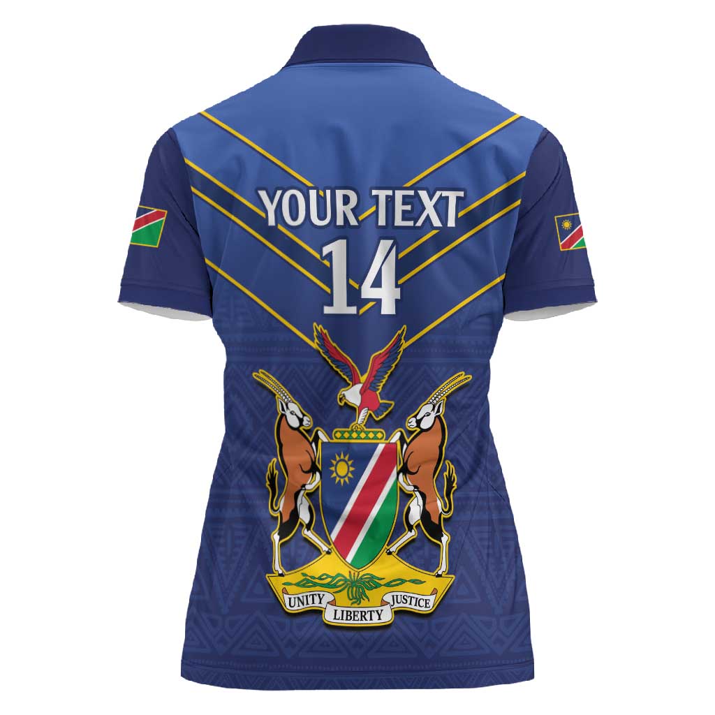 Custom Namibia Cricket Women Polo Shirt 2024 Go Eagles African Pattern