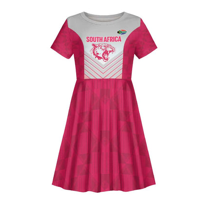 South Africa Rugby Custom Kid Short Sleeve Dress Come On Puma African Pattern
