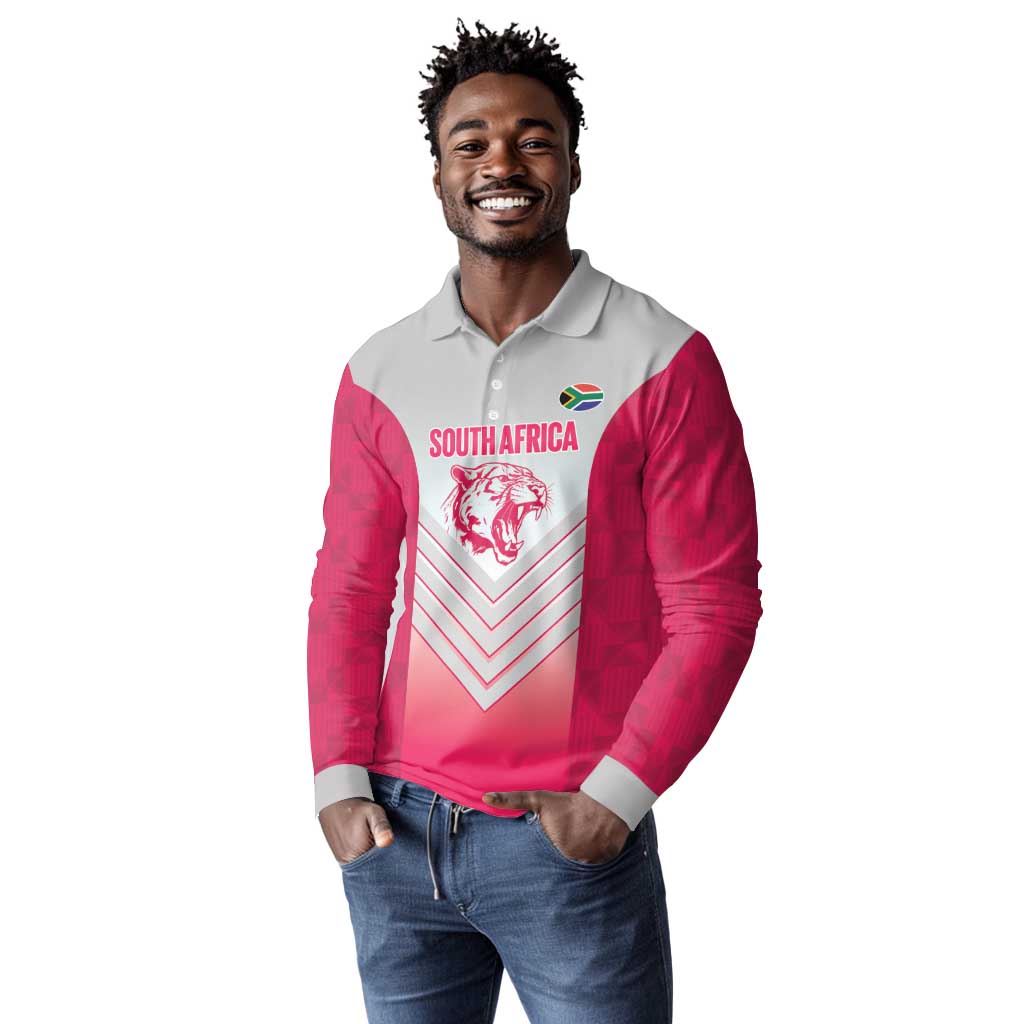 South Africa Rugby Custom Long Sleeve Polo Shirt Come On Puma African Pattern