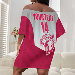 South Africa Rugby Custom Off Shoulder Short Dress Come On Puma African Pattern