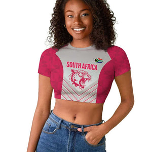 South Africa Rugby Custom Raglan Cropped T shirt Come On Puma African Pattern
