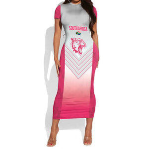 South Africa Rugby Custom Short Sleeve Bodycon Dress Come On Puma African Pattern