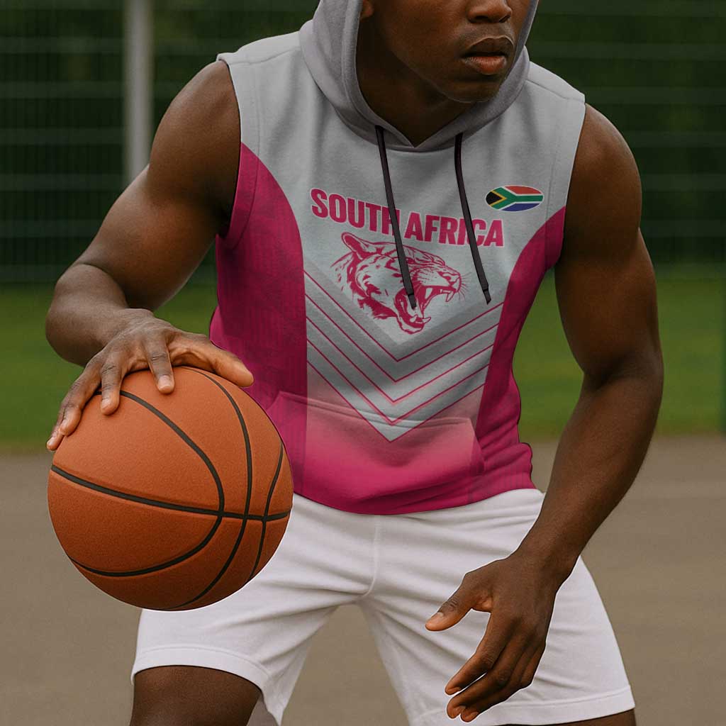 South Africa Rugby Custom Sleeveless Hoodie Come On Puma African Pattern - African Pride