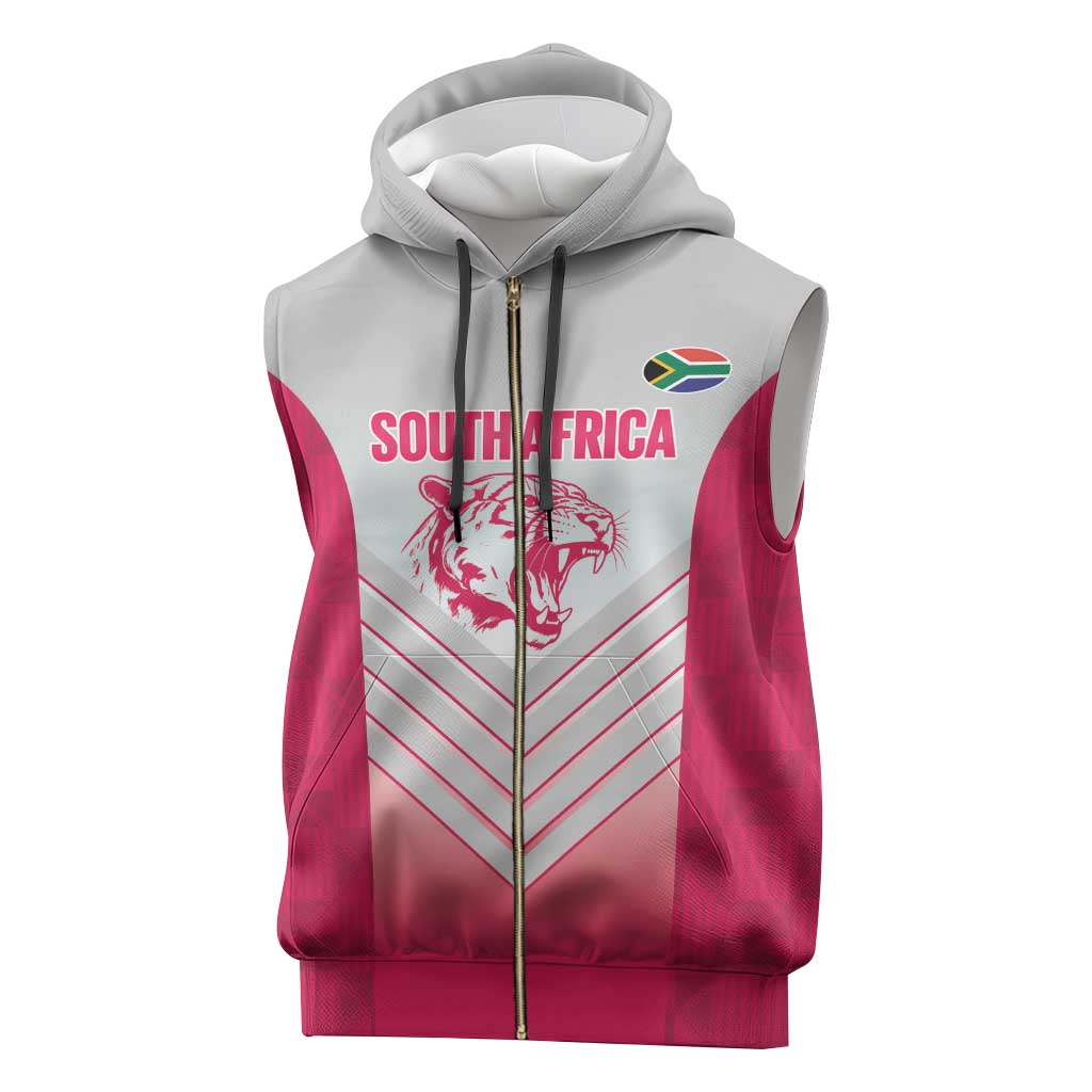 South Africa Rugby Custom Sleeveless Zip Hoodie Come On Puma African Pattern - African Pride
