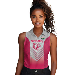 South Africa Rugby Custom Women Sleeveless Polo Shirt Come On Puma African Pattern