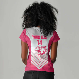 South Africa Rugby Custom Women V-Neck T-Shirt Come On Puma African Pattern