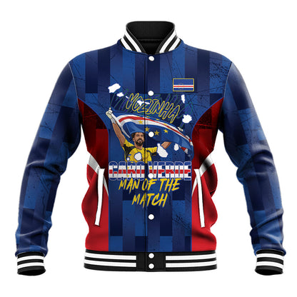 Custom Vozinha Cabo Verde Football Baseball Jacket Tubaroes Azuis Man Of The Match