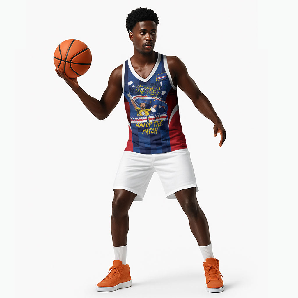 Custom Vozinha Cabo Verde Football Basketball Jersey Tubaroes Azuis Man Of The Match
