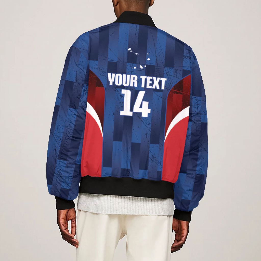 Custom Vozinha Cabo Verde Football Bomber Jacket Tubaroes Azuis Man Of The Match