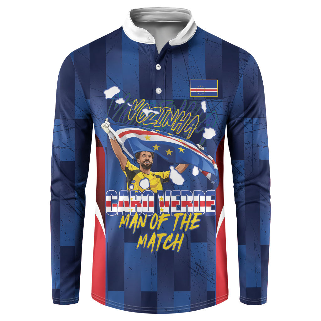 Custom Vozinha Cabo Verde Football Button Sweatshirt Tubaroes Azuis Man Of The Match