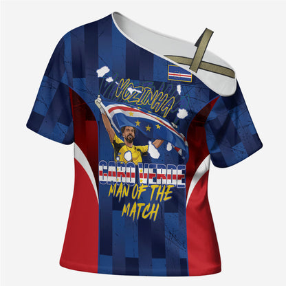 Custom Vozinha Cabo Verde Football Cross Shoulder Shirt Tubaroes Azuis Man Of The Match