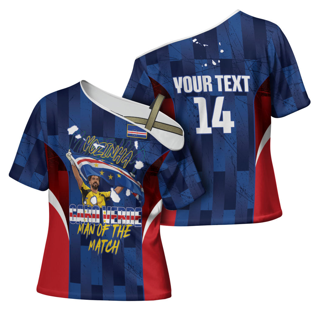 Custom Vozinha Cabo Verde Football Cross Shoulder Shirt Tubaroes Azuis Man Of The Match