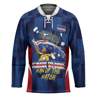 Custom Vozinha Cabo Verde Football Hockey Jersey Tubaroes Azuis Man Of The Match