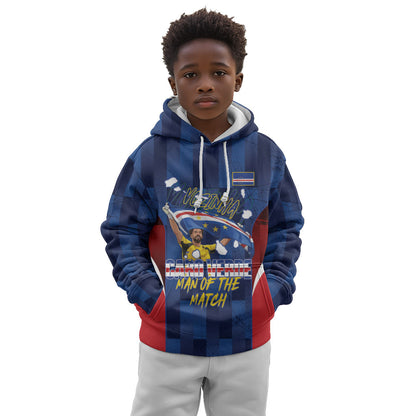 Custom Vozinha Cabo Verde Football Kid Hoodie Tubaroes Azuis Man Of The Match