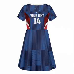 Custom Vozinha Cabo Verde Football Kid Short Sleeve Dress Tubaroes Azuis Man Of The Match