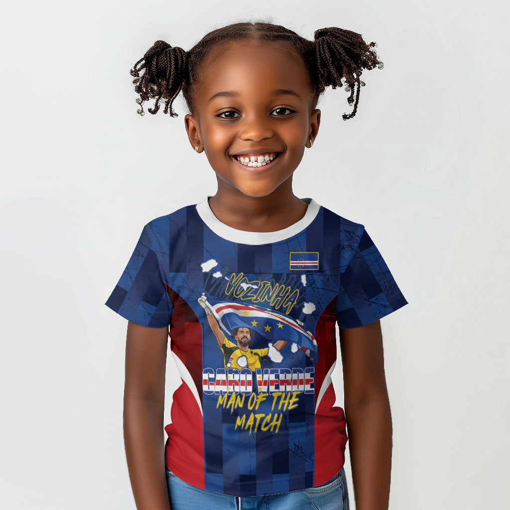 Custom Vozinha Cabo Verde Football Kid T shirt Tubaroes Azuis Man Of The Match