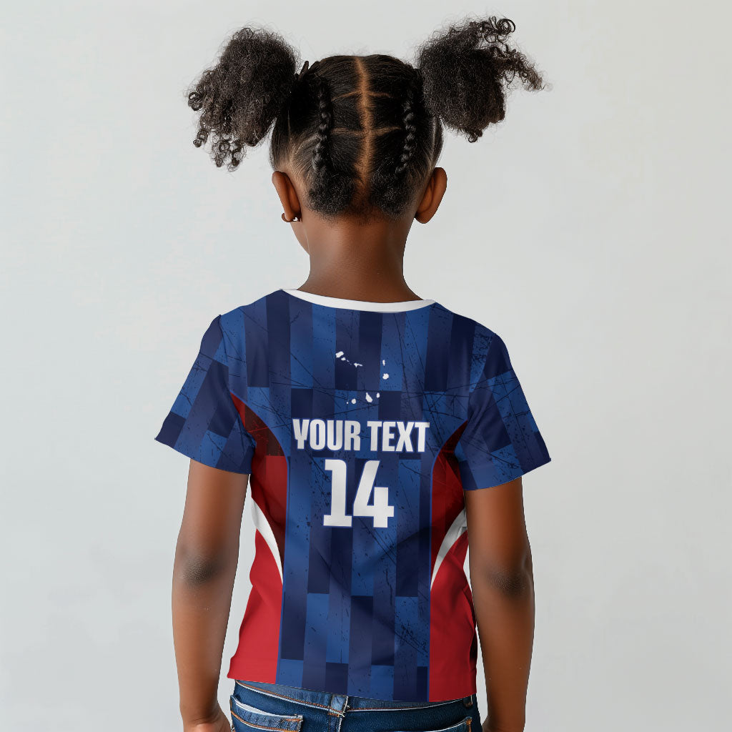 Custom Vozinha Cabo Verde Football Kid T shirt Tubaroes Azuis Man Of The Match