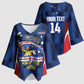 Custom Vozinha Cabo Verde Football Kimono Sleeve Blouse Tubaroes Azuis Man Of The Match