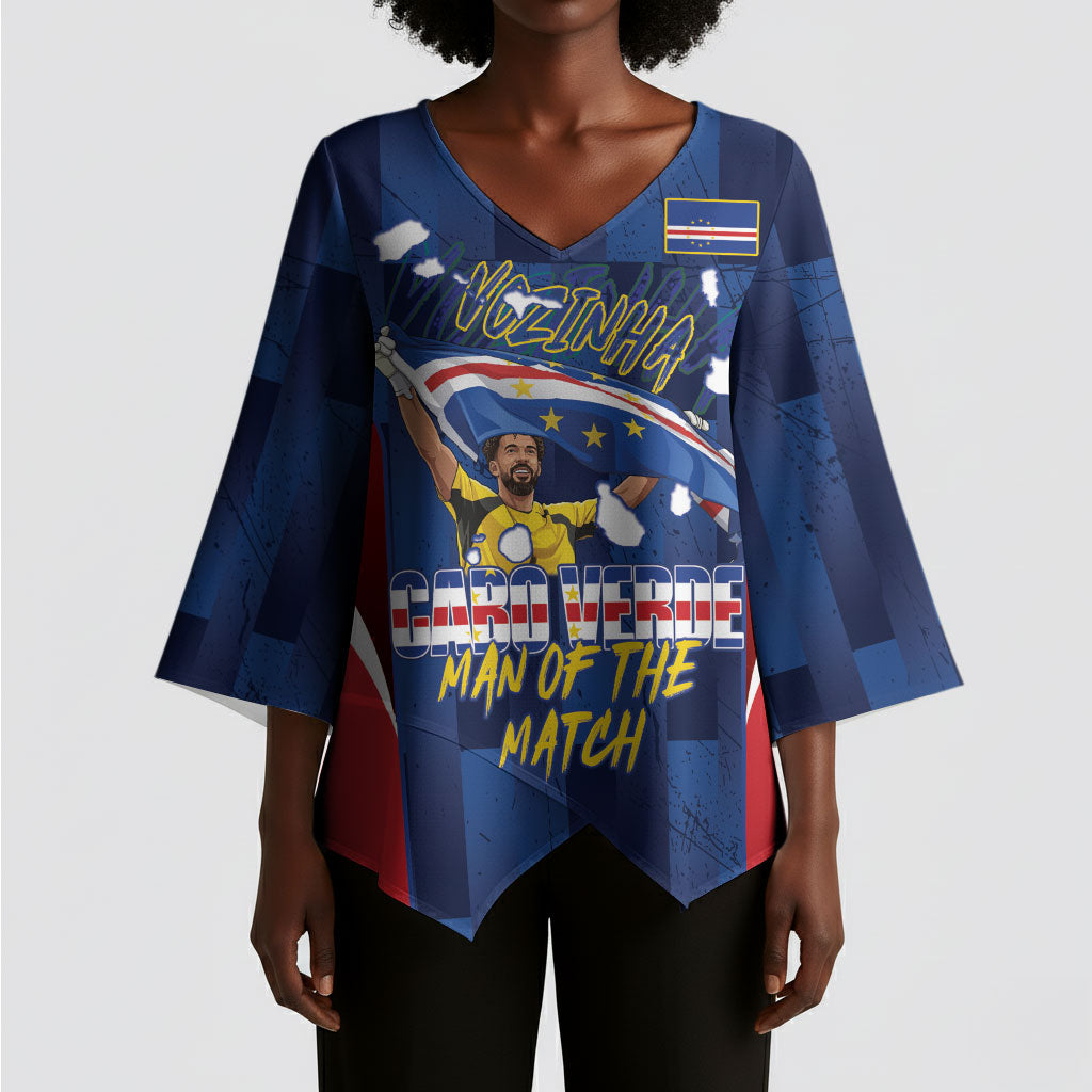 Custom Vozinha Cabo Verde Football Kimono Sleeve Blouse Tubaroes Azuis Man Of The Match