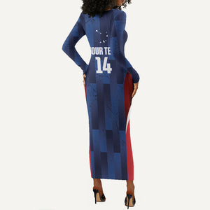 Custom Vozinha Cabo Verde Football Long Sleeve Bodycon Dress Tubaroes Azuis Man Of The Match