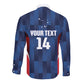 Custom Vozinha Cabo Verde Football Long Sleeve Button Shirt Tubaroes Azuis Man Of The Match