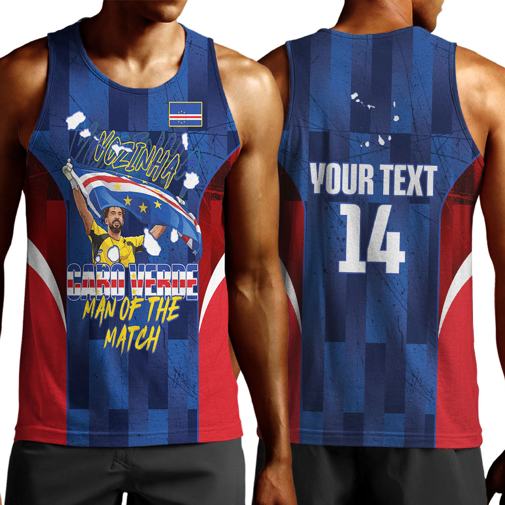 Custom Vozinha Cabo Verde Football Men Tank Top Tubaroes Azuis Man Of The Match