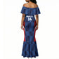 Custom Vozinha Cabo Verde Football Mermaid Dress Tubaroes Azuis Man Of The Match